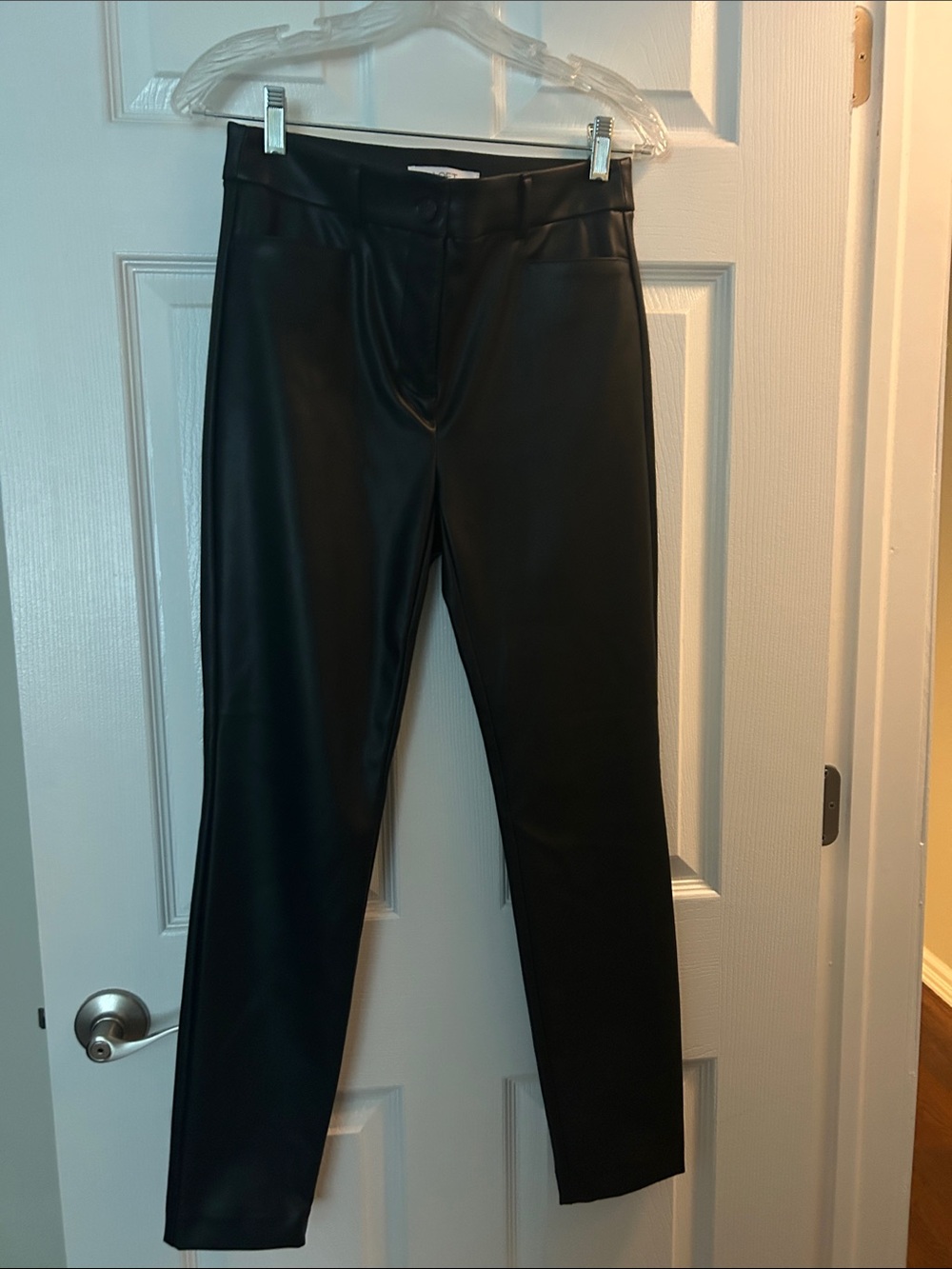 LOFT Black Faux Leather Straight Leg Pants